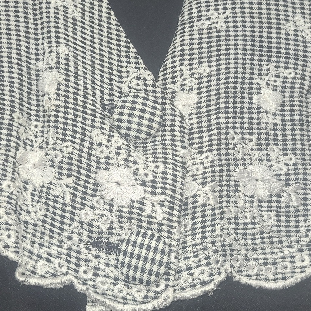 ๐ค Vintage Coquette Maxi Gingham Bolero Overlay Size 8 Mobwife Estate Collectio - Picture 5 of 14